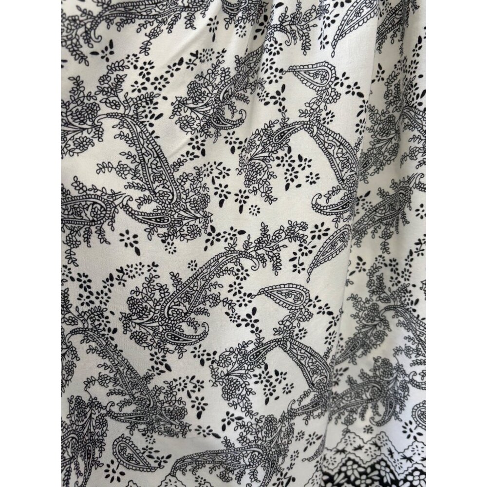 Ruffle Hem Skirt Large Black White Floral Paisley Boho Cottagecore Festival - Picture 12 of 13